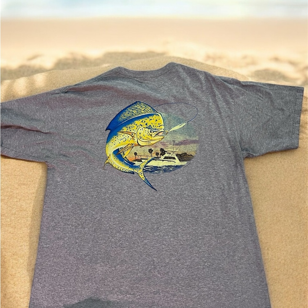 Gray T-Shirt with Colorful Fish Design